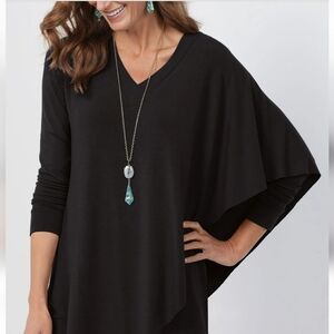 Soft Surroundings Black Madeline Tunic Top PXL Unique Comfort Cozy Chic